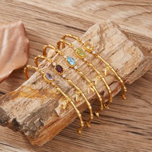 Natural Gemstone Bracelet for Women Featuring Tanzanite Garnet Peridot and Topaz Set In S925 Sterling Silver